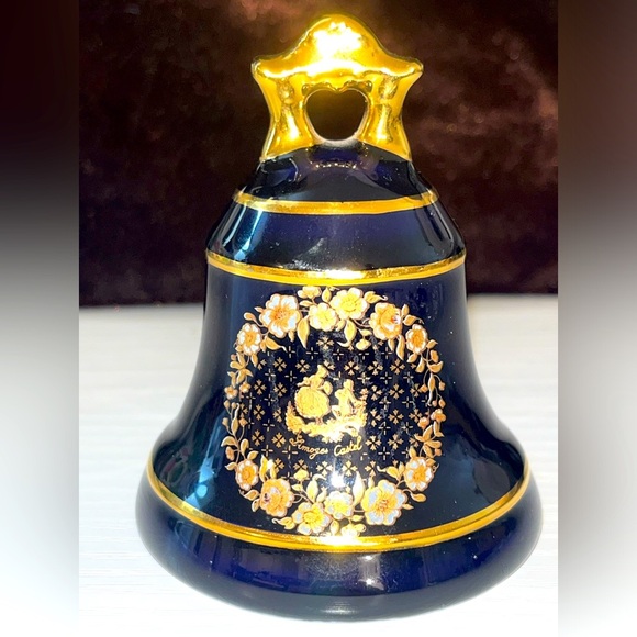 Vintage Limoges Castel France Champs Elysées Porcelain Cobalt Blue Bell - Picture 1 of 7